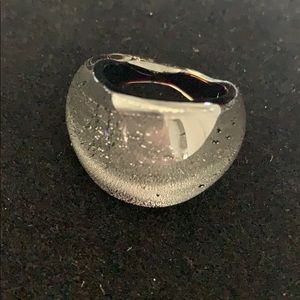 Silver and Black Glass Ring